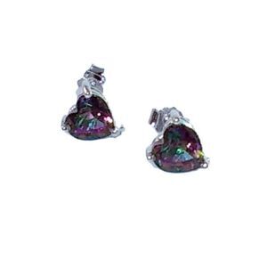 Mystic Gemstone Heart 6mm Stud Earrings